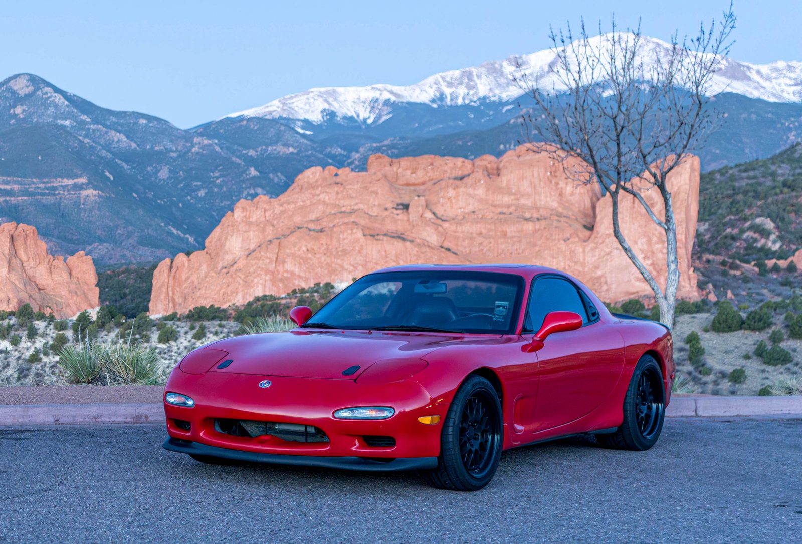 A 1993 Mazda RX-7 photographed on a Colorado road
